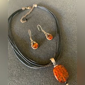 Amber Necklace and Earring set